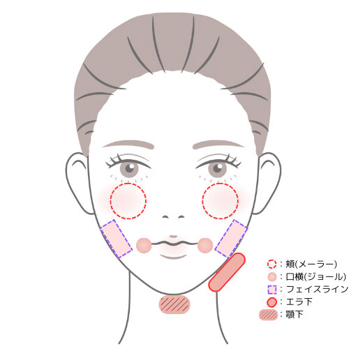 お顔の吸引部位